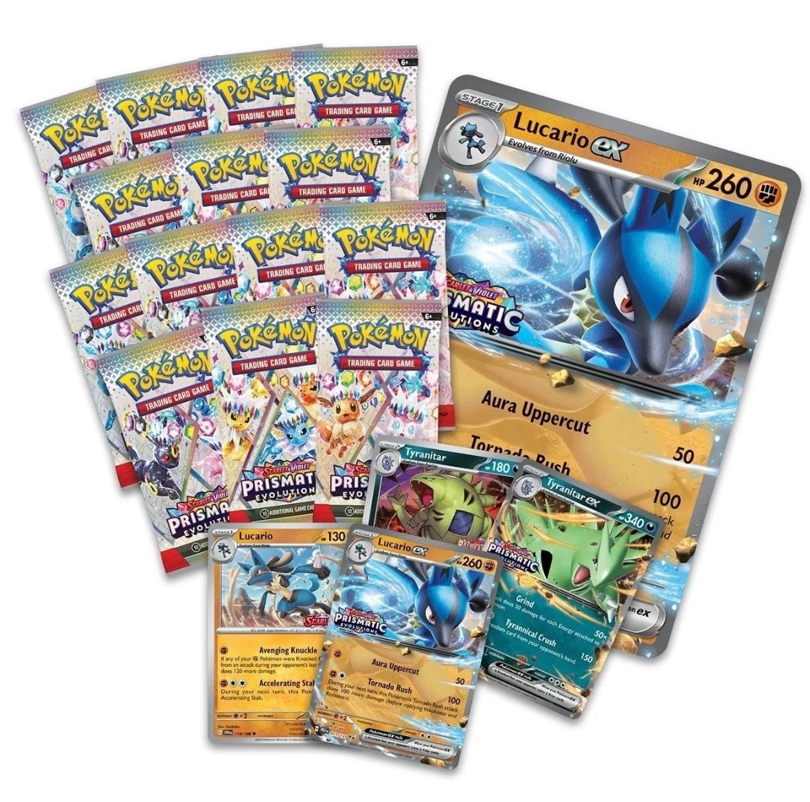 Pokémon Prismatic Evolutions Lucario ex & Tyranitar ex Premium Collection - Englisch