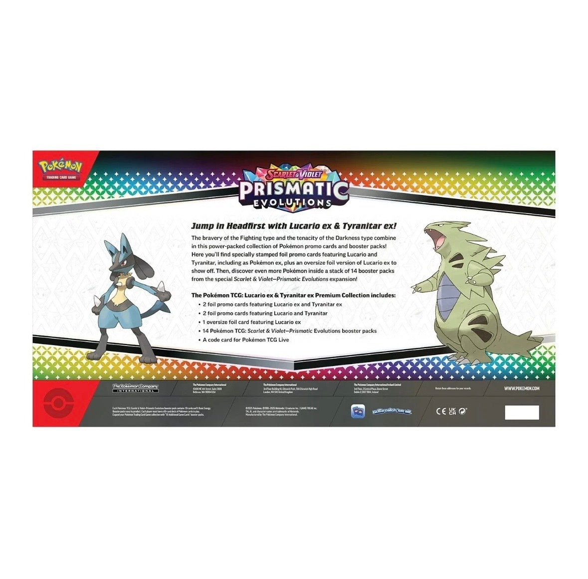 Pokémon Prismatic Evolutions Lucario ex & Tyranitar ex Premium Collection - Englisch