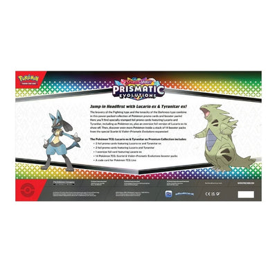 Pokémon Prismatic Evolutions Lucario ex & Tyranitar ex Premium Collection - Englisch