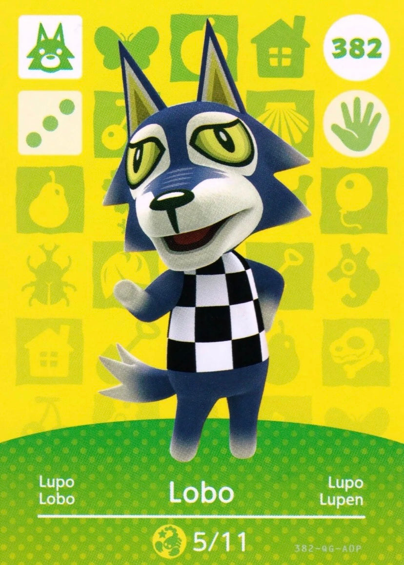 Animal Crossing Amiibo Karte Lupo 382