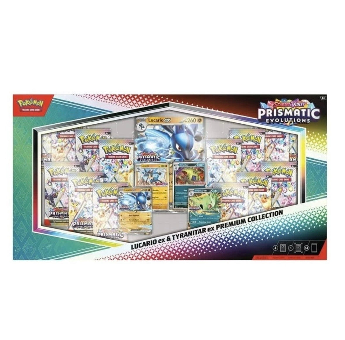 Pokémon Prismatic Evolutions Lucario ex & Tyranitar ex Premium Collection - Englisch
