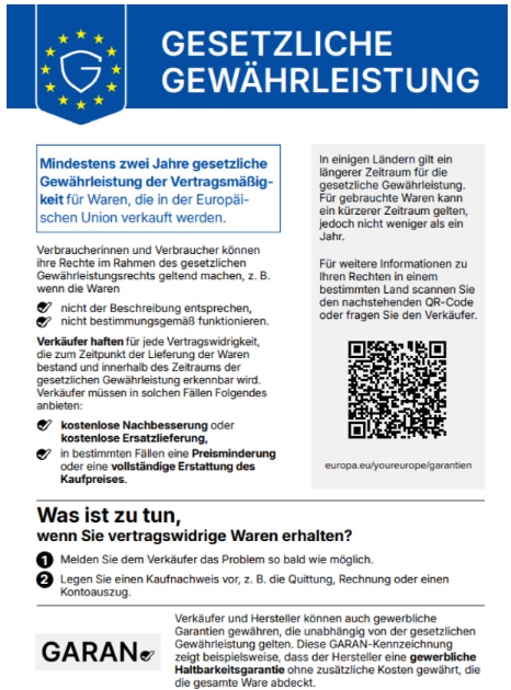 Deutsche harmonisierte Mitteilung über das gesetzliche Gewährleistungsrecht
