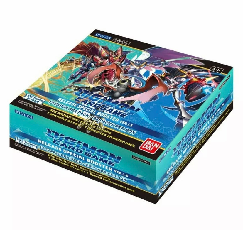 Digimon 1.5 BT01-03 Display Booster Box Memorial Pack & Dash Pack Englisch