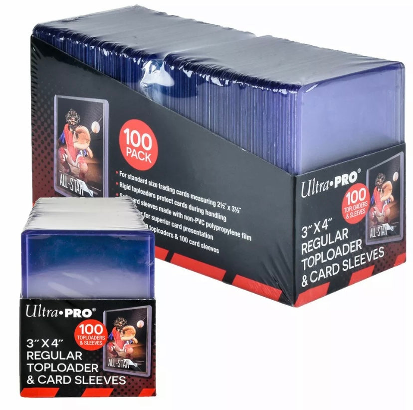 100 Ultra Pro Regular 3" x 4" Toploader 35pt & 100 Ultra Pro Soft Sleeves